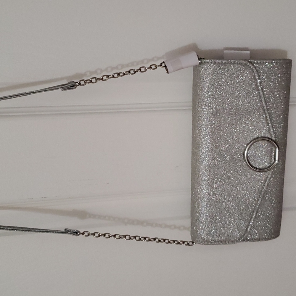 Silver Fiona Nights-Clutch/Shoulder Strap Purse